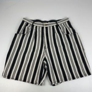 Vintage Center Aisle Womens Size 36/22W Jean Shorts Black Stripes High Rise